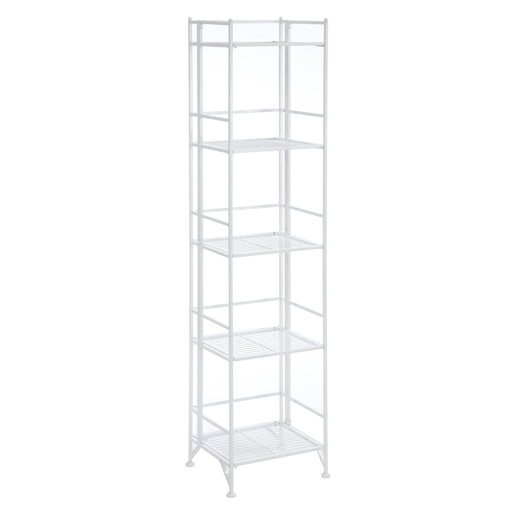 Convenience Concepts Xtra Storage Shelves - 5-Tier Folding Metal Shelving, Modern Shelves for Storage and Display in Living Room, Bathroom, Office, Kitchen, Garage, White