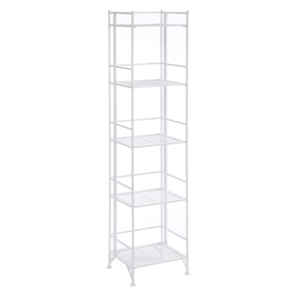 Convenience Concepts Xtra Storage Shelves - 5-Tier Folding Metal Shelving, Modern Shelves for Storage and Display in Living Room, Bathroom, Office, Kitchen, Garage, White