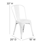 Flash Furniture Perry Indoor/Outdoor Commercial Stackable Chair with Polystyrene Metal Frame Gray Poly Resin Rounded Seat Edges for Comfort, 20" D x 18" W x 33" H, White