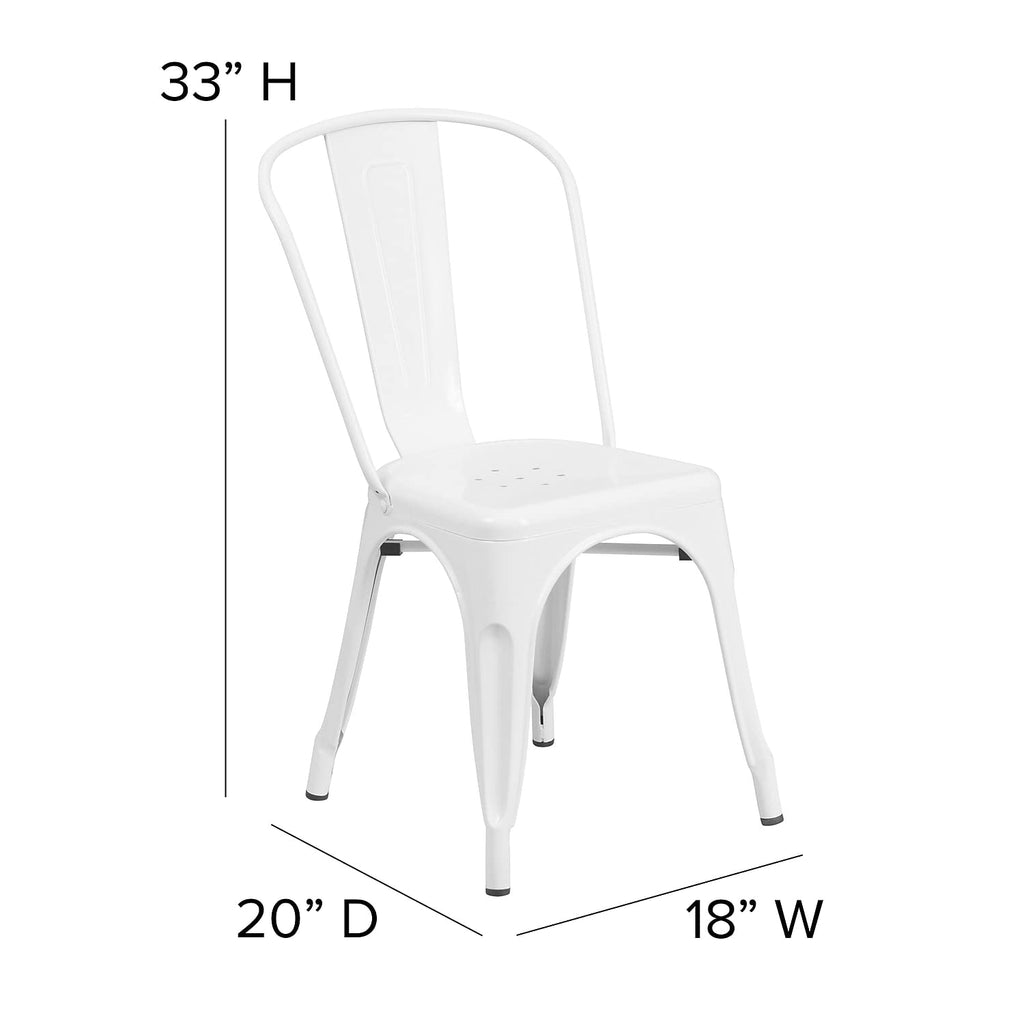 Flash Furniture Perry Indoor/Outdoor Commercial Stackable Chair with Polystyrene Metal Frame Mint Poly Resin Rounded Seat Edges for Comfort, 20" D x 18" W x 33" H, White