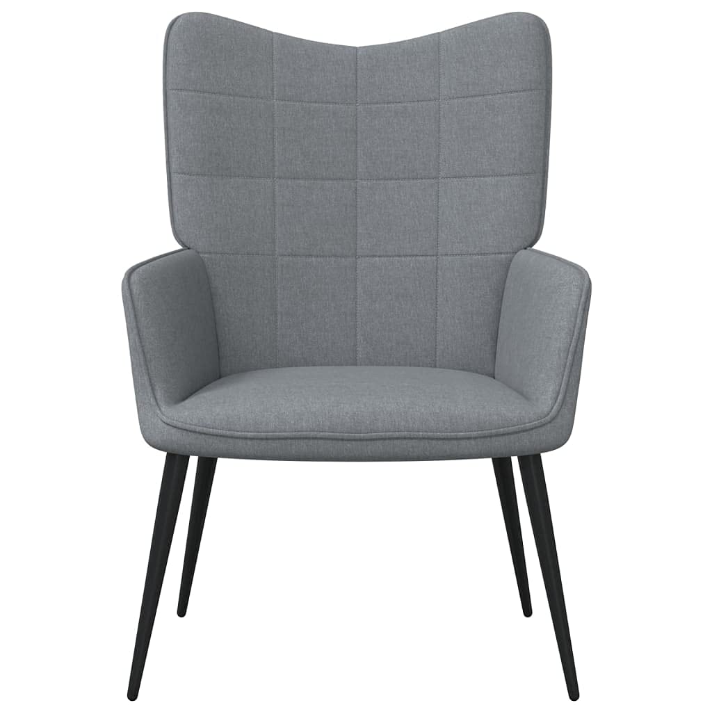 vidaXL Modern Relaxing/Dining Chair with Block Design & Steel Frame - Comfortable Padding, Light Gray Fabric Upholstery