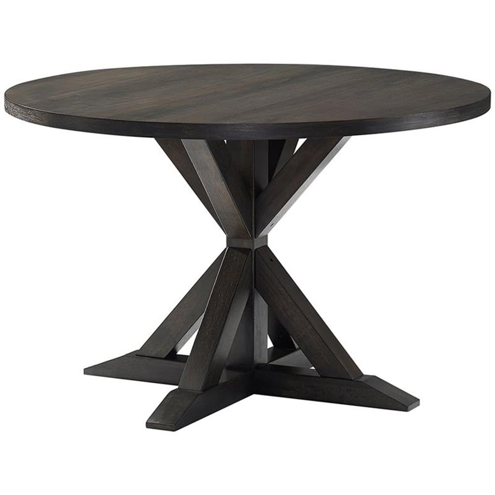 Crosley Furniture Hayden 5-Piece Modern Farmhouse Round Dining Table Set for 4 with Slat Back Chairs, Slate