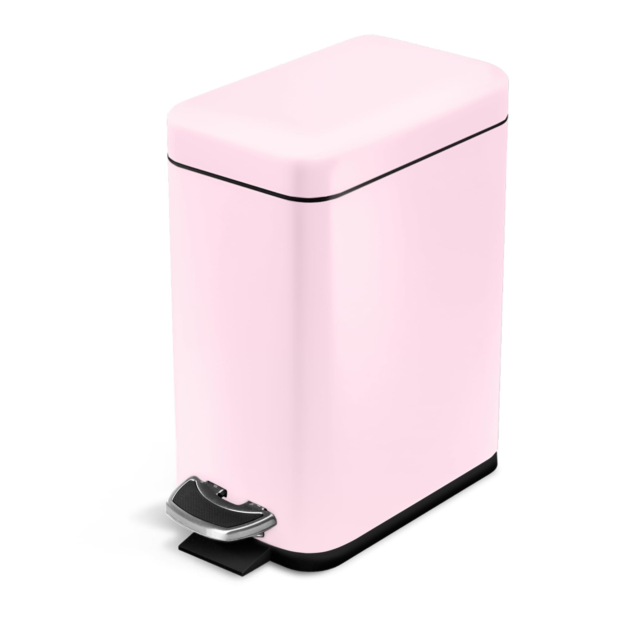 Home Zone Living 1.3 Gallon Bathroom Trash Can with a Lid, Stainless Steel Wastebasket with Slim Shape and Step Pedal for Home a