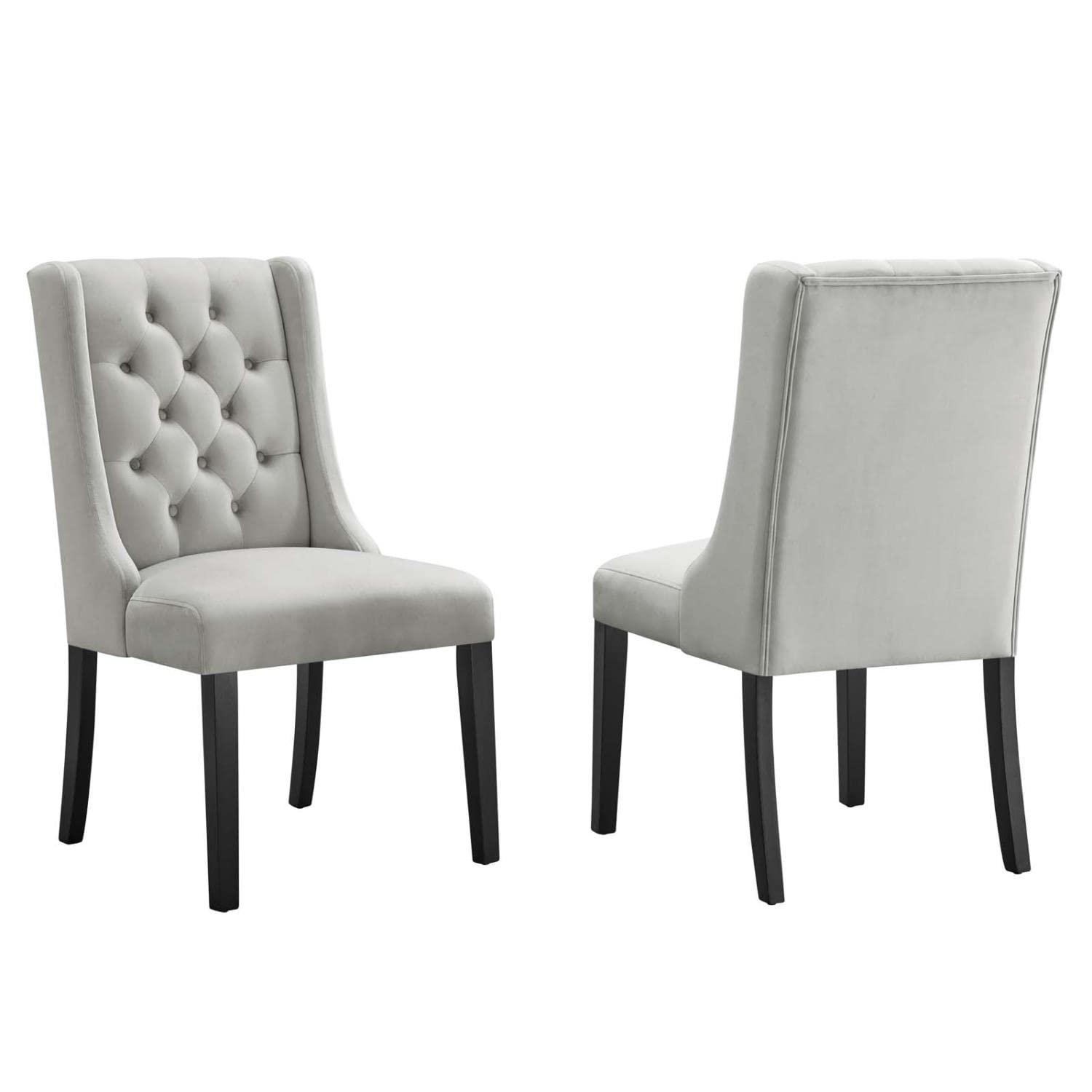 Modway Baronet 20&Quot; Tufted Velvet Dining Chairs In Light Gray/Black (Set Of 2)
