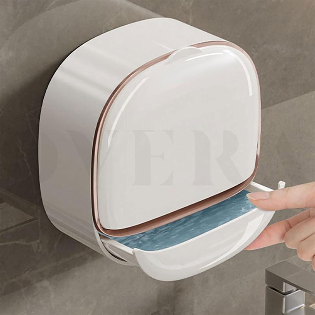 Overa Soap Dish Wall Mounted Soap Dish No Drilling Waterproof Soap Box with Drip Tray SelfAdhesive White Plastic Soap Dishes fo