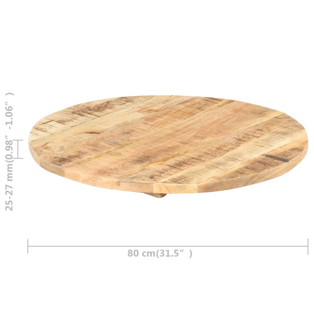 vidaXL Solid Mango Wood Table Top Ø27.6 x(0.98&quot;-1.06&quot;), Versatile Round Tabletop for Indoor and Outdoor Furniture, Unique Wood Grain, in Rustic Brown
