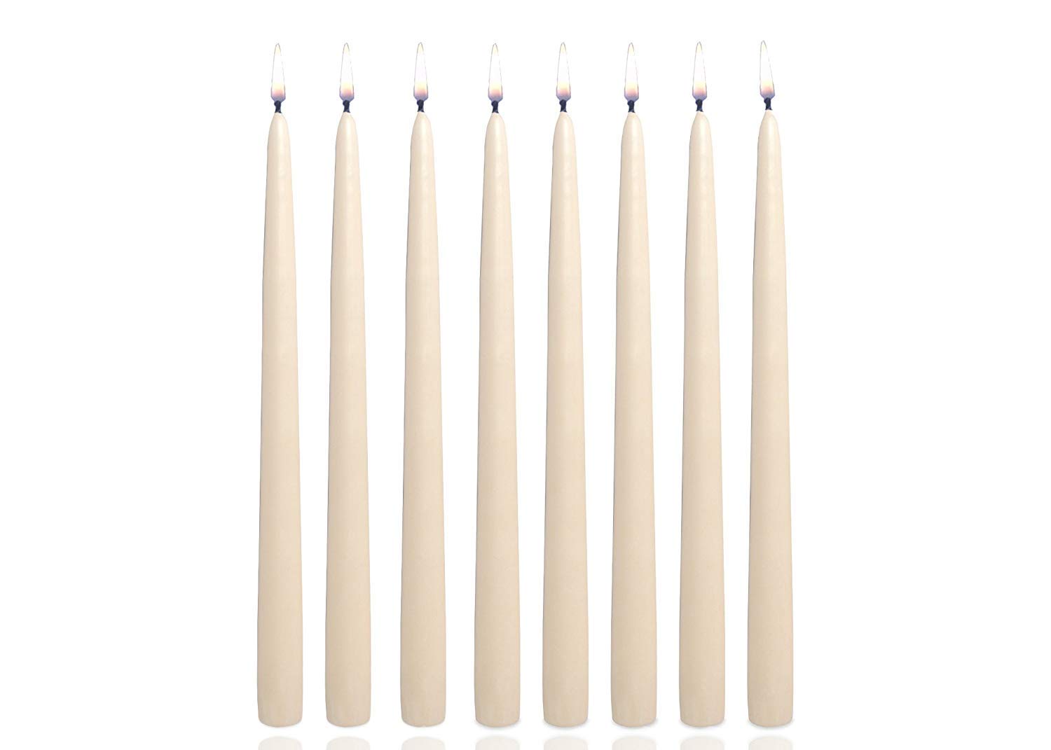 Rambue Classic Hand Dipped Taper Candles 8 Inch Tall Set of 12 Individually Wrapped(Ivory)