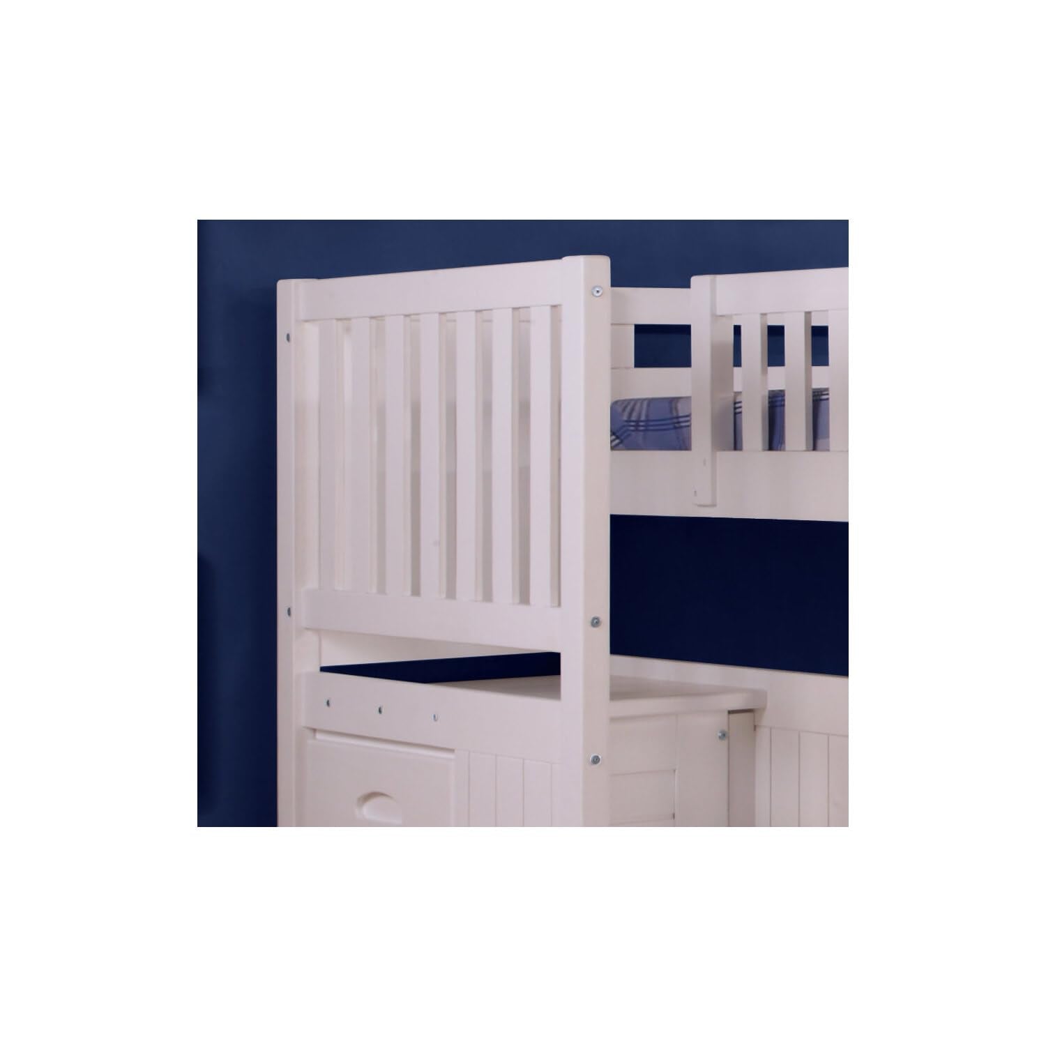 American Furniture Classics Twin Full Staircase Bunk Bed, White