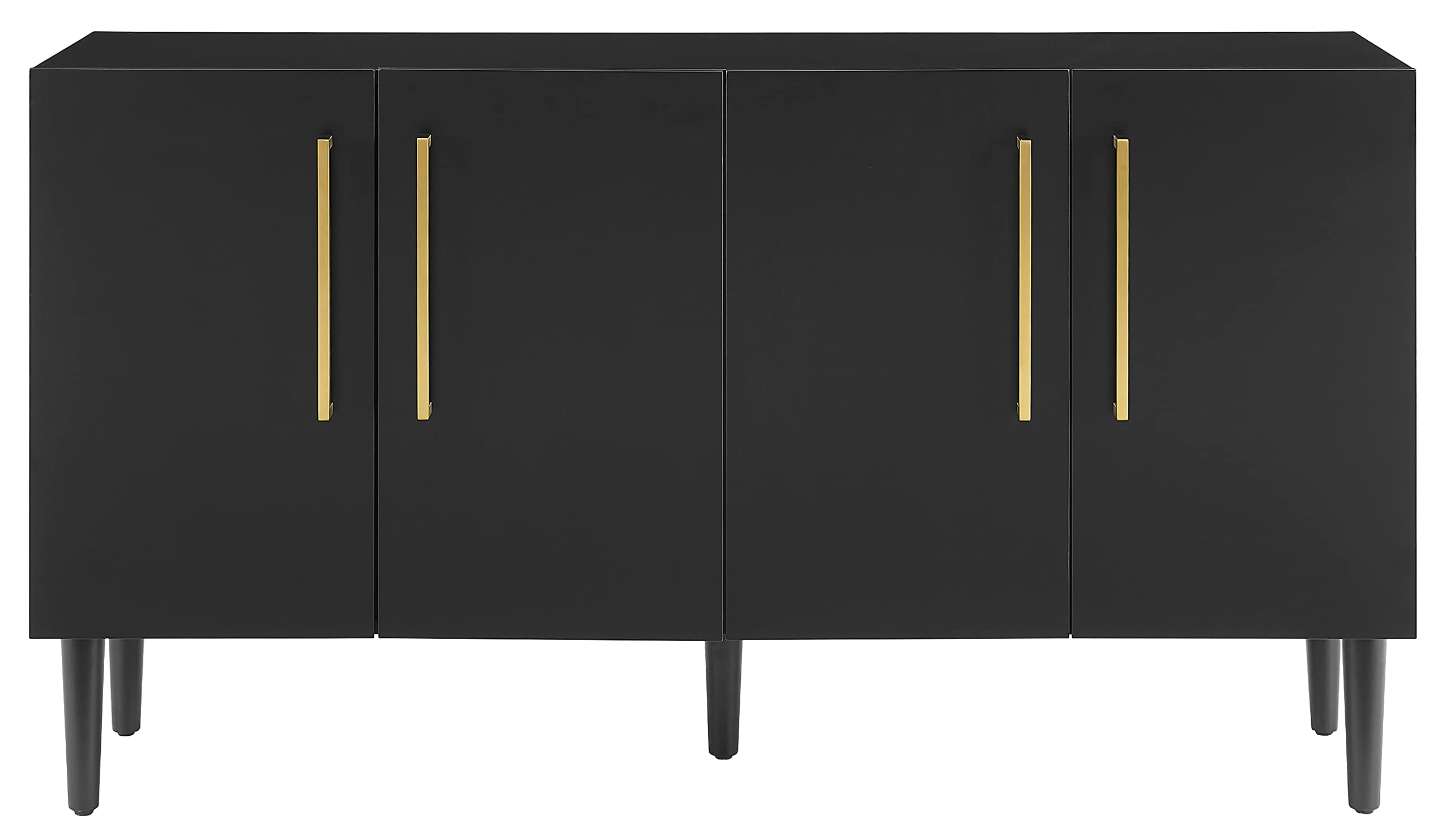 Crosley Furniture Everett Mid Century Sideboard Buffet Cabinet with Storage, Matte Black