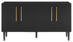 Crosley Furniture Everett Mid Century Sideboard Buffet Cabinet with Storage, Matte Black