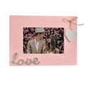 Simelecor 4x6 Pink Picture Frame Love Horizontal with Heart for Table Top and Wall Mounting-Pink and Silver Wooden Photo Frame H