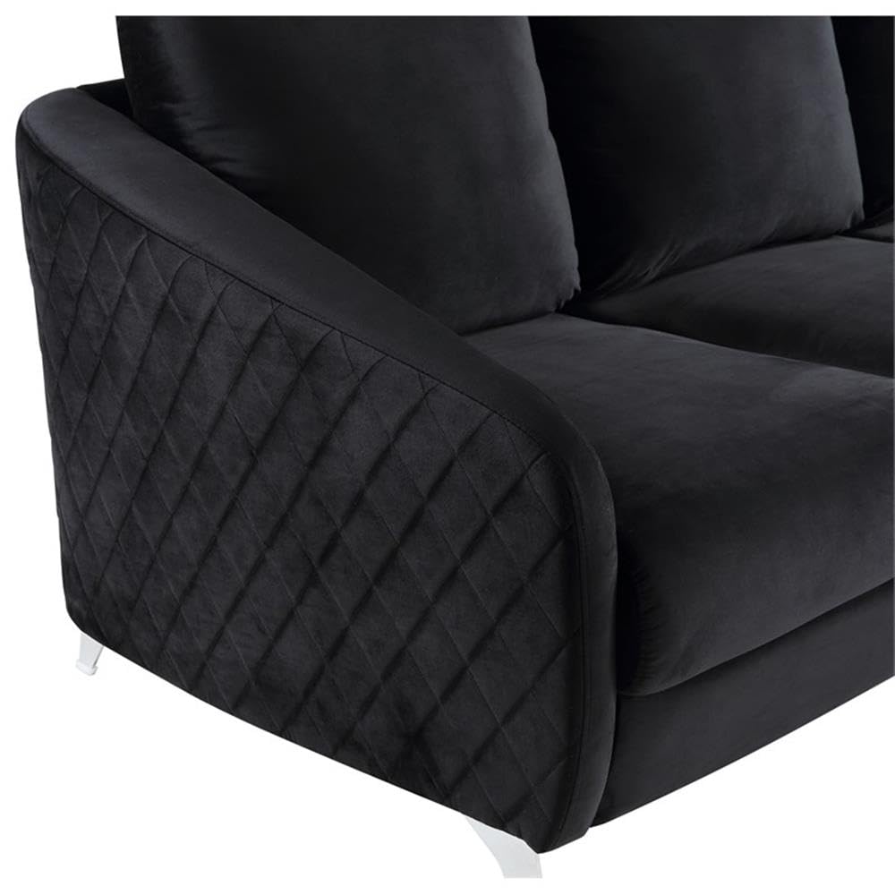 Lilola Home Sofia Black Velvet Modern Chic Accent Armchair