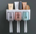 Luxe Jewel Wall Mounted Toothbrush Holder with 3 Cups | SelfAdhesive DrillFree Bathroom Organizer Stand | Toothpaste & Brush S