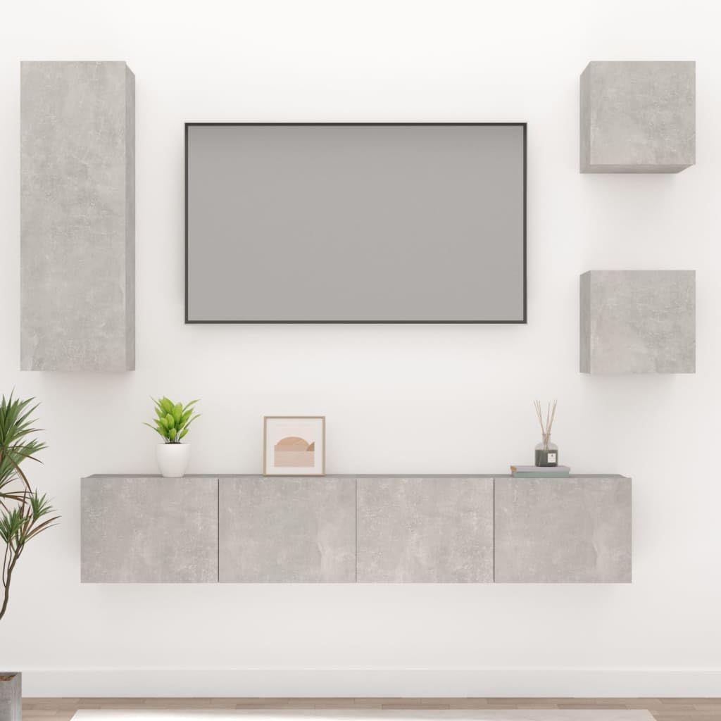 vidaXL 5 Piece TV Cabinet Set Concrete Gray Engineered Wood