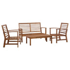 vidaXL Solid Acacia Wood Outdoor Lounge Set - Rustic Charm Patio Furniture Set with Table, Bench, and Two Chairs - Ideal for Garden, Terrace, Patio.