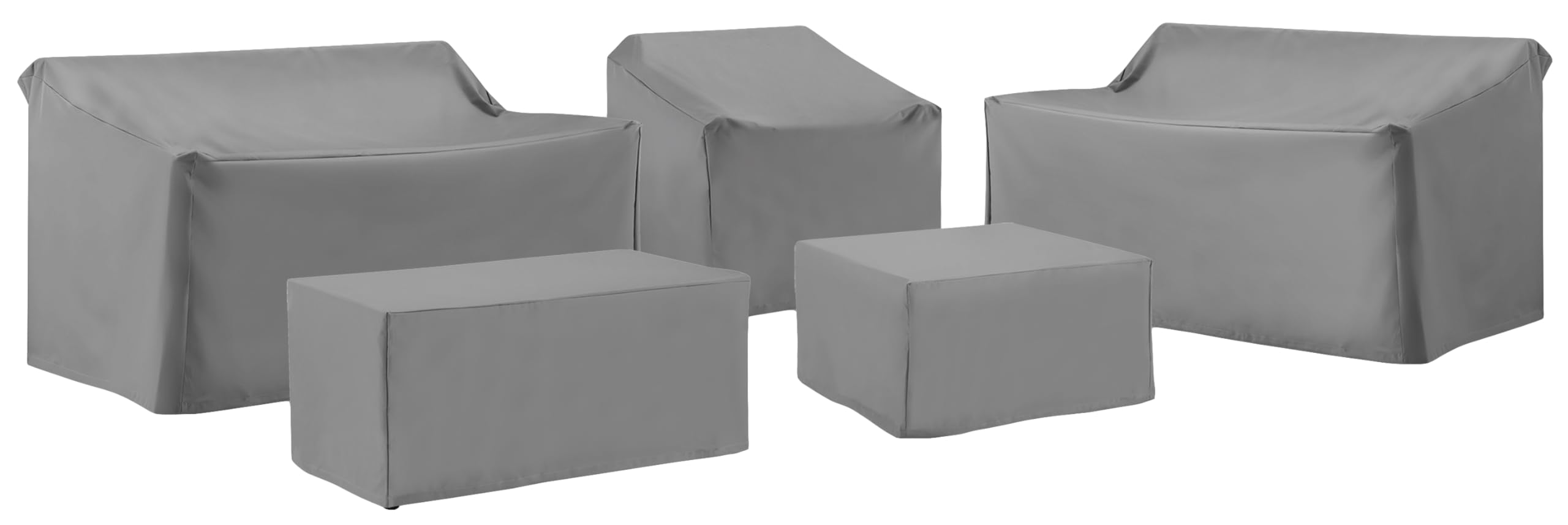 Crosley Furniture Patio Furniture Covers, Waterproof 5-Piece Cover Set for Outdoor Chair, Loveseats, Tables, Gray