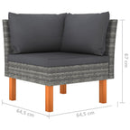 vidaXL 6 Piece Patio Lounge Set - Weather-Resistant PE Rattan and Powder-Coated Steel Frame with Solid Eucalyptus Wood Legs - Gray/Anthracite