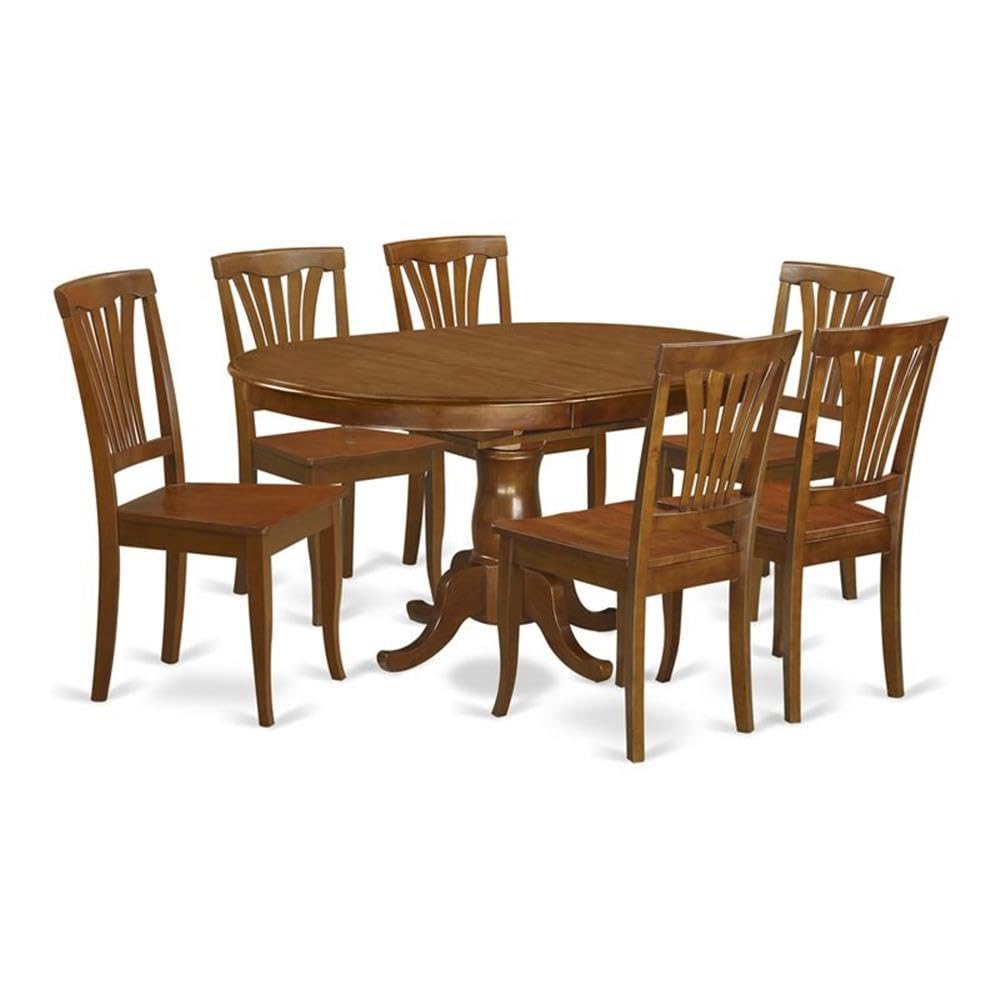 East West Furniture POAV7-SBR-W 7 Piece Dining Table Set - Thumbnail 2