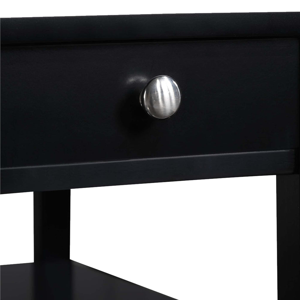 Convenience Concepts American Heritage Chairside End Table With Usb Ports & Ac Outlet 23.5' - Living Room Side Table With Storage Drawer, Bedroom Nightstand With Charging Station, Black