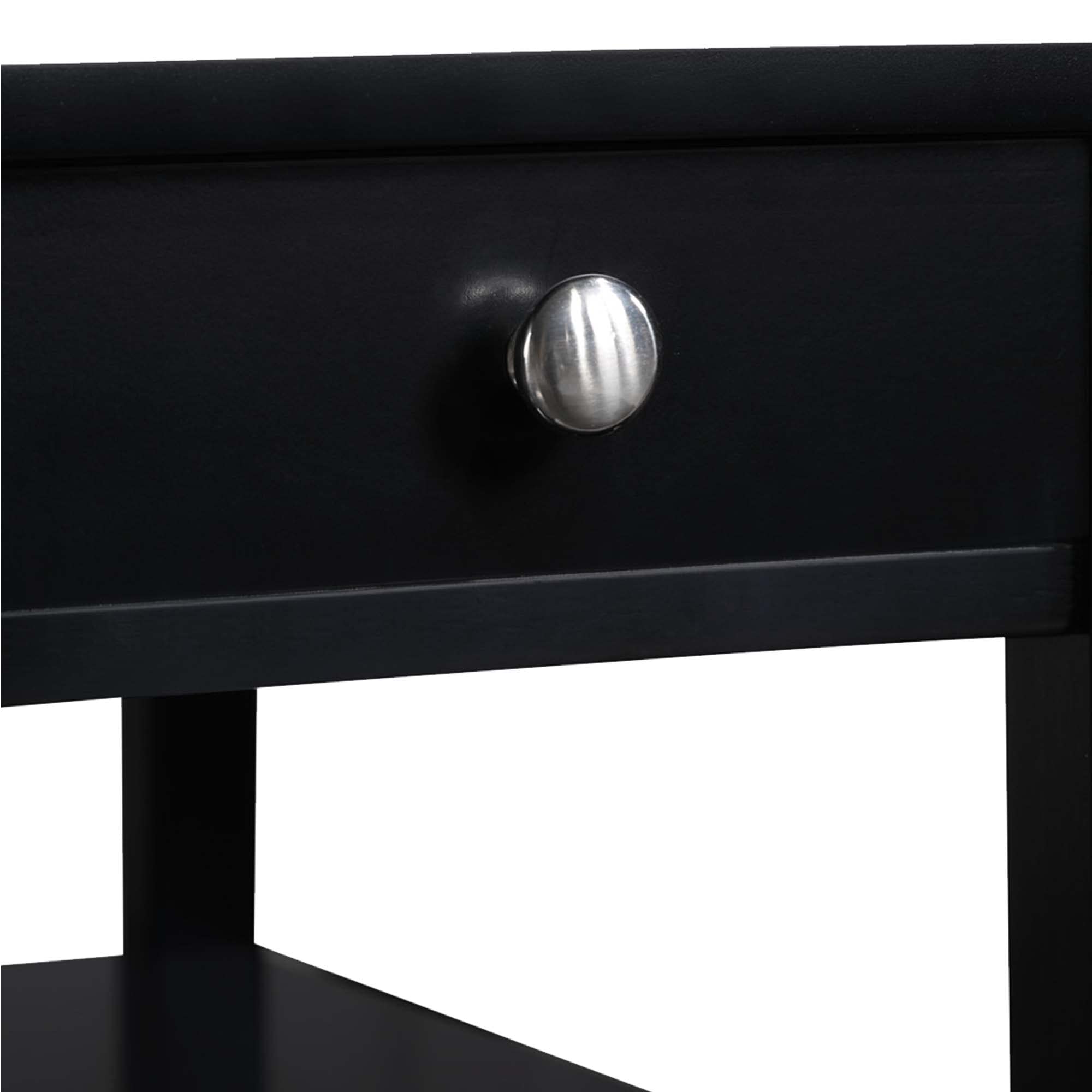 Convenience Concepts American Heritage Chairside End Table With Usb Ports & Ac Outlet 23.5' - Living Room Side Table With Storage Drawer, Bedroom Nightstand With Charging Station, Black