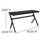 Flash Furniture Gaming Desk and Black Racing Chair Set/Cup Holder/Headphone Hook/Removable Mouse Pad Top - 2 Wire Management Holes