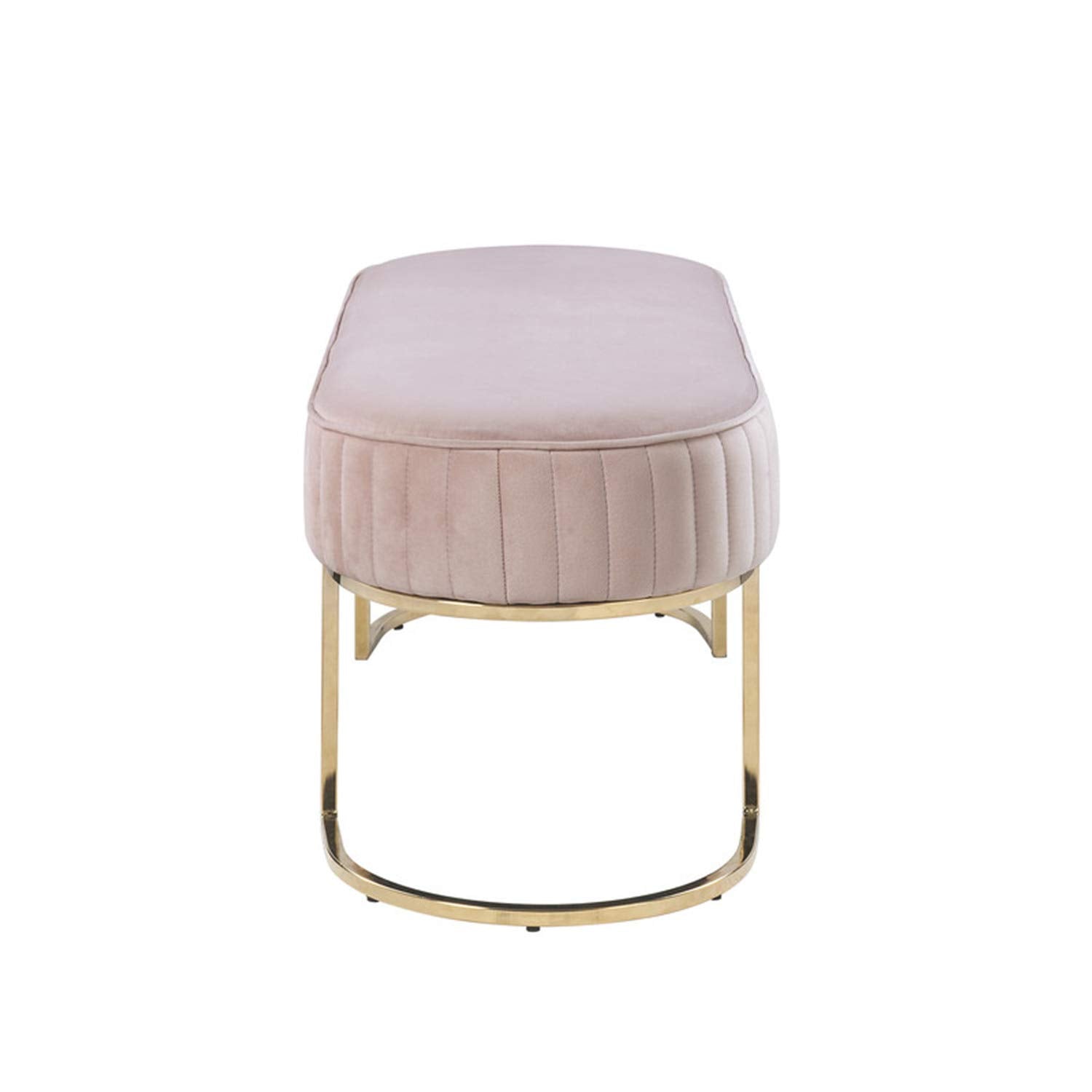 Julianne Velvet Bench with Metal Base - Thumbnail 2