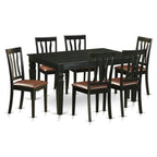 East West Furniture WEAN7-BLK-LC 7 Piece Dining Set Consist of a Rectangle Dining Room Table with Butterfly Leaf and 6 Faux Leather Upholstered Kitchen Chairs, 42x60 Inch, Black