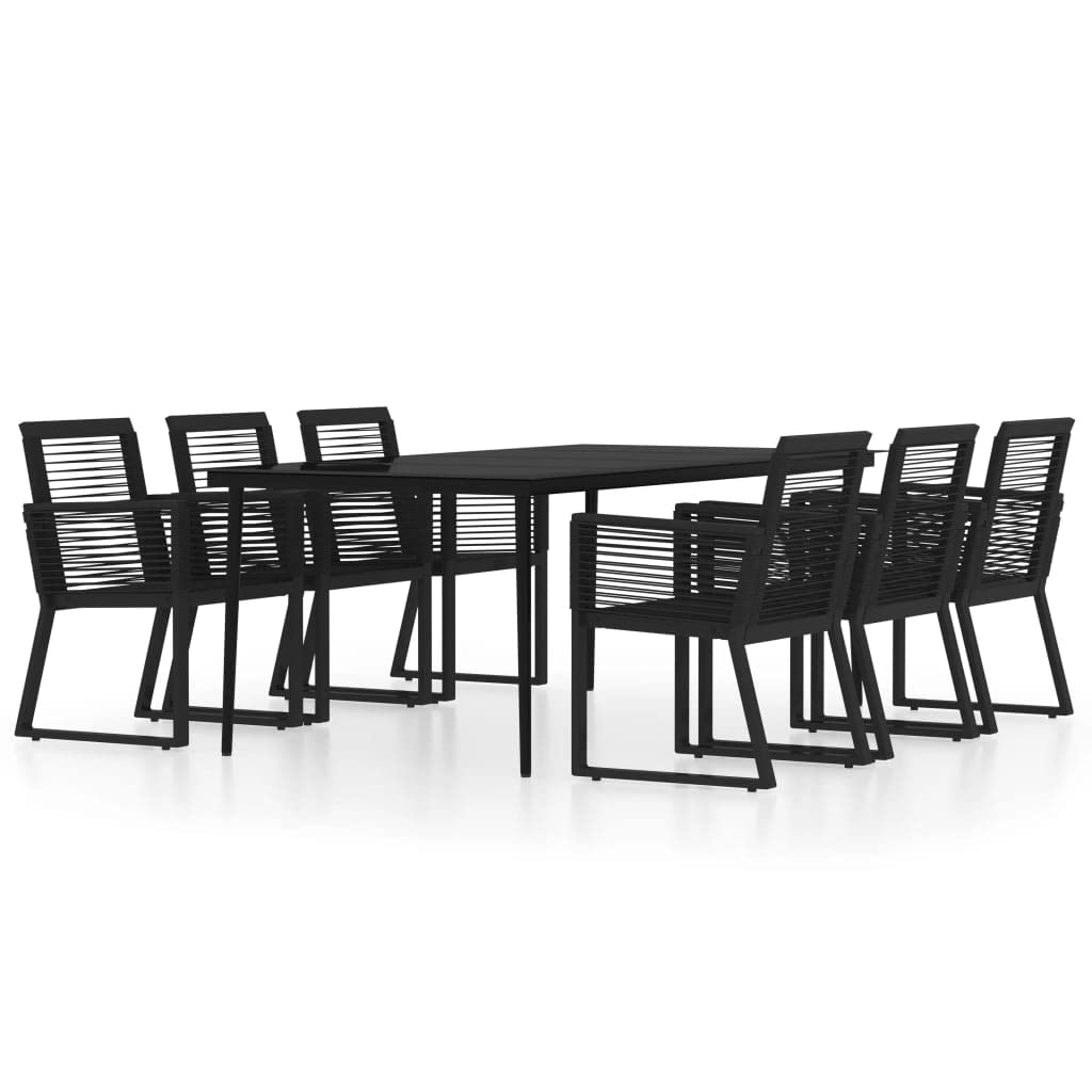 vidaXL Patio Dining Set 7 Piece Garden Outdoor Terrace Balcony Backyard Dining Dinner Dinette Seating Table and Chair Furniture Black