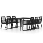 vidaXL Patio Dining Set 7 Piece Garden Outdoor Terrace Balcony Backyard Dining Dinner Dinette Seating Table and Chair Furniture Black
