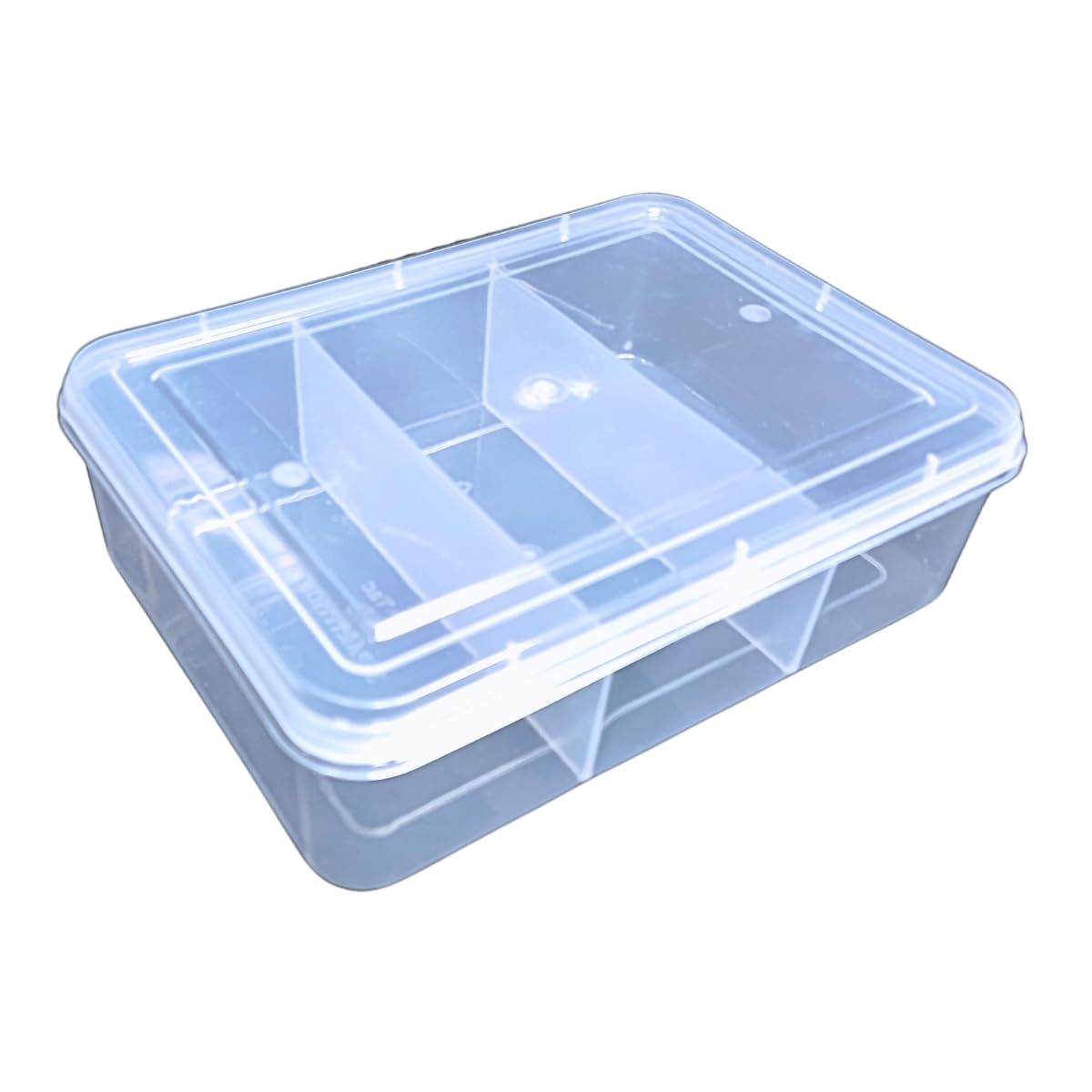 AANIJ Multipurpose Plastic Storage Box Organizer with Fix Dividers 3 Grids Pack of 2 Transparent for Multi Use at Home, Office, 