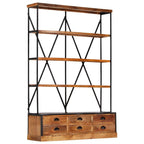 vidaXL 4-Tier Bookcase with 6 Drawers 48"x14.2"x71.3" Solid Mango Wood