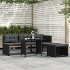 4 Piece Garden Lounge Set Poly Rattan Black