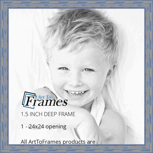 ArtToFrames 24x24 Inch Blue Picture Frame, This 1.5  Custom Wood Poster Frame is Deep Periwinkle Barnwood Style Frame, for Your 
