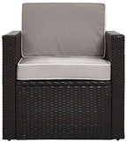 Crosley Furniture Palm Harbor 2-Piece Outdoor Chair Set, Wicker Patio Chairs for Conversation, Porch, Deck, Brown with Gray Cushions