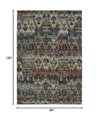 HomeRoots Polypropylene, Polyester 7' x 10' Distressed Grey Blue Machine Woven Indoor Area Rug