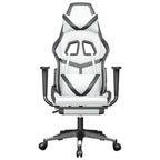 vidaXL Faux Leather Adjustable Massage Gaming Chair with Footrest - Comfortable, Versatile Gaming and Office Seating Solution That Transforms to Lying Bed, Modern White & Black Design