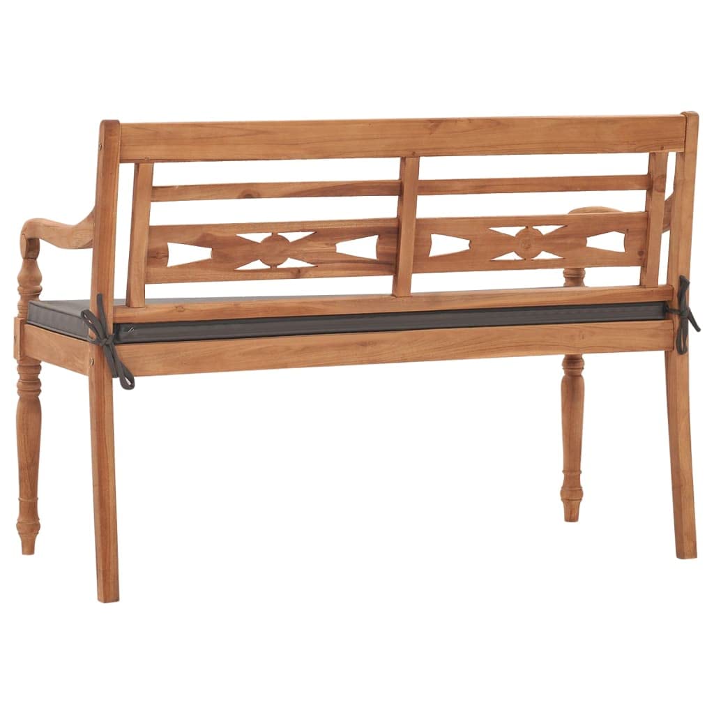 Solid Teak Wood Batavia Bench with Dark Gray Cushion - Thumbnail 4
