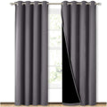 Nicetown Grey Full Shade Curtain Panels, Pair Of Energy Smart & Noise Blocking Out Blackout Drapes For Dining Room Window, Therm