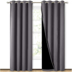 Nicetown Grey Full Shade Curtain Panels, Pair Of Energy Smart & Noise Blocking Out Blackout Drapes For Dining Room Window, Therm