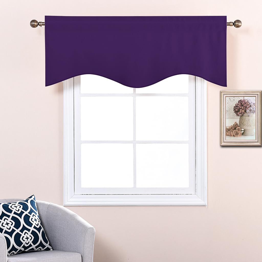 Nicetown Blackout Window Curtain Valance - 52 Inches By 18 Inches Small Scalloped Valance Window Curtain Panel Tier For Living R