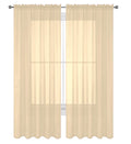 Decotex 2 Piece Solid Elegant Sheer Curtains Fully Stitched Panels Window Treatment Drape (54' X 95', Beige)