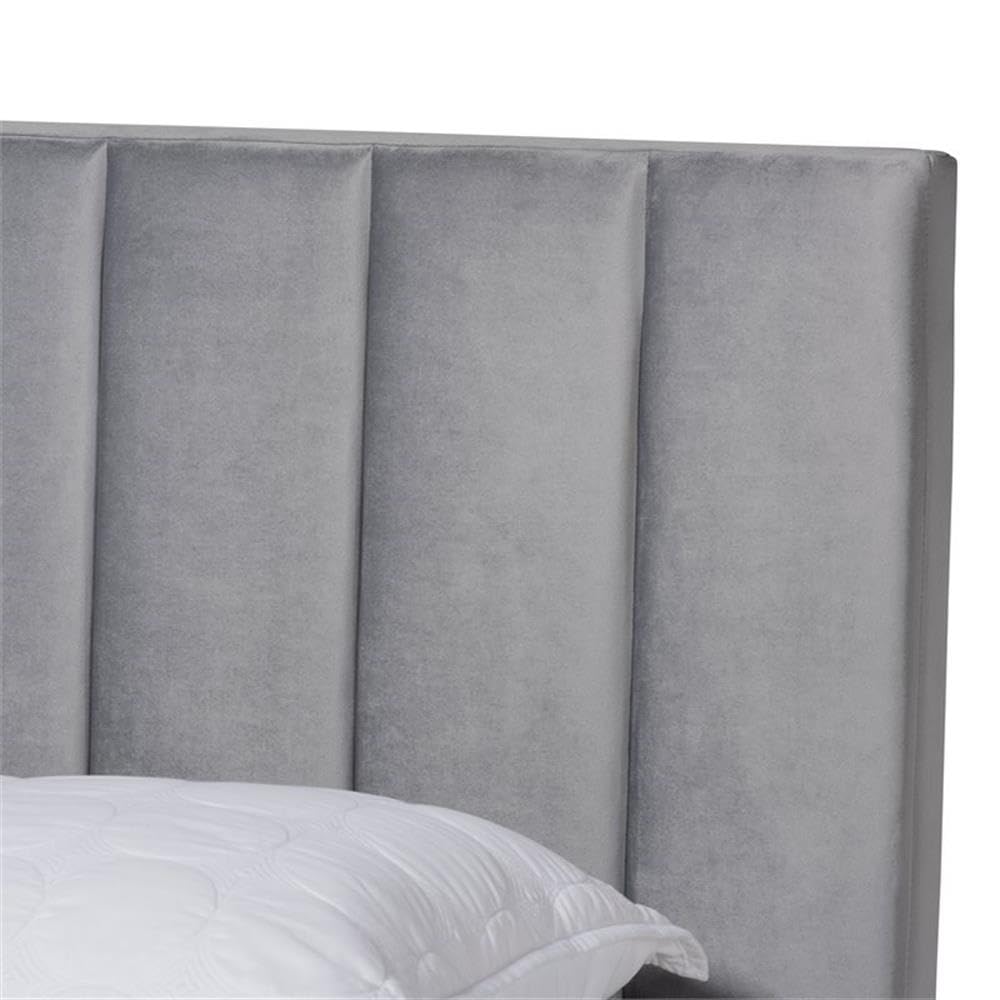 Baxton Studio Clare Upholstered King Size Panel Bed - Thumbnail 4