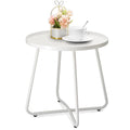 danpinera Outdoor Side Tables, Weather Resistant Steel Patio Side Table, Small Round Outdoor End Table Metal Side Table for Pati