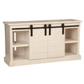 Origins by Alpine Vintage Barn Door Wood TV Console in White Fir