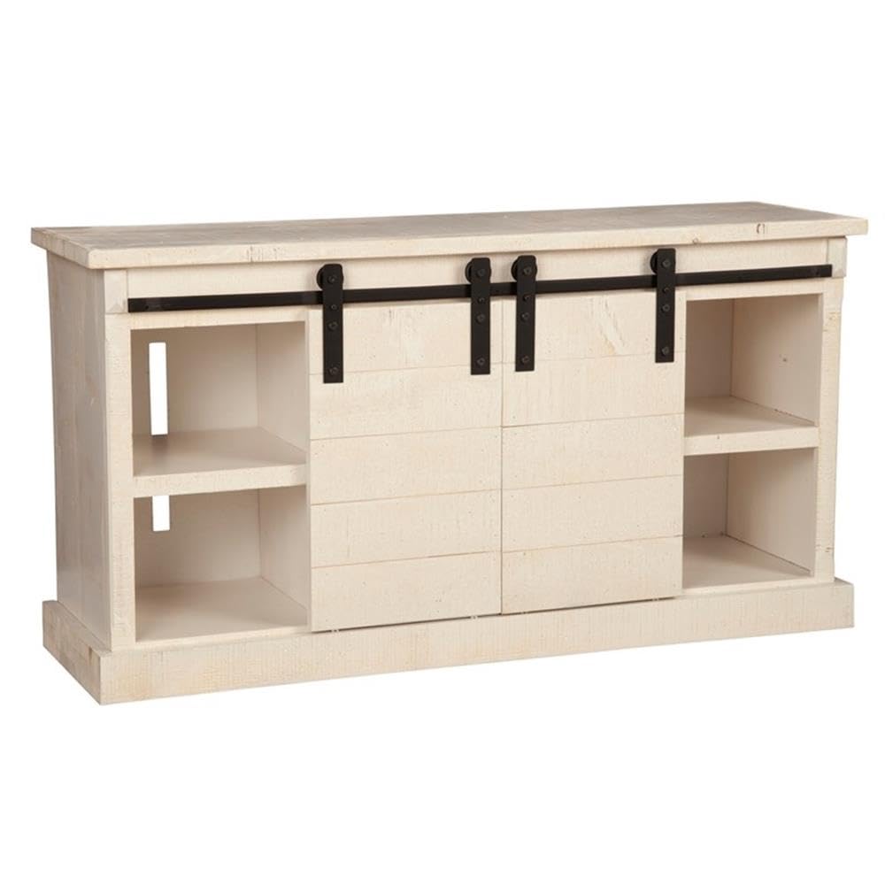 Origins by Alpine Vintage Barn Door Wood TV Console in White Fir