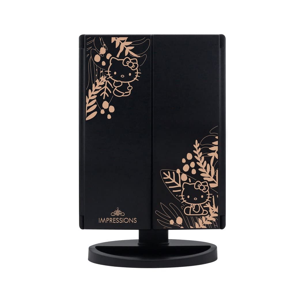 Impressions Vanity Hello Kitty Mirror With Lights, Trifold Led Tri-Tone Makeup Mirror With Touch Sensor And Three Adjustable Mir