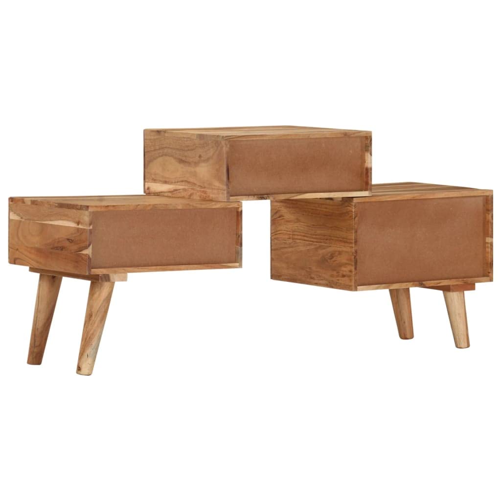 vidaXL Solid Wood Acacia TV Cabinet with 3 Drawers | Unique Grain Design | Spacious Entertainment Unit | 42.5" x 11.8" x 19.3" | Farmhouse Style | Brown
