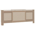 Vidaxl Radiator Cover With Adjustable Length, Slatted Design Heater Cover Cabinet With Storage Shelf, Hide Cluttered Pipes, Mdf, 55.9"-80.7" X 8.1" X 32.1", Brown