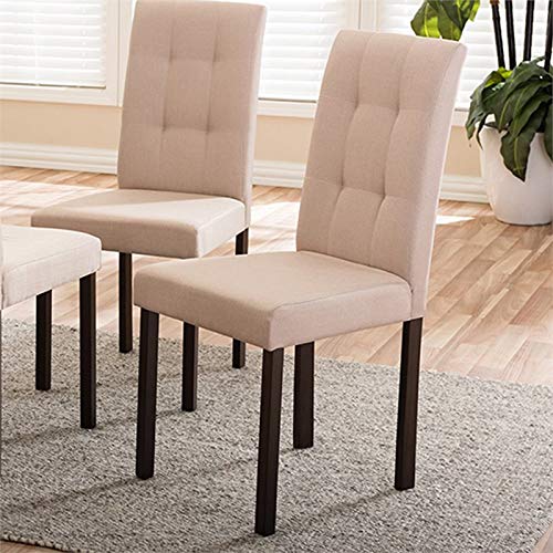 Baxton Studio Andrew Beige Fabric Upholstered Grid-Tufting Dining Chair Set - Thumbnail 4