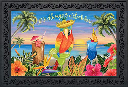 Briarwood Lane Always 5 OClock Summer Doormat Parrots Drinks Indoor Outdoor 30 x 18